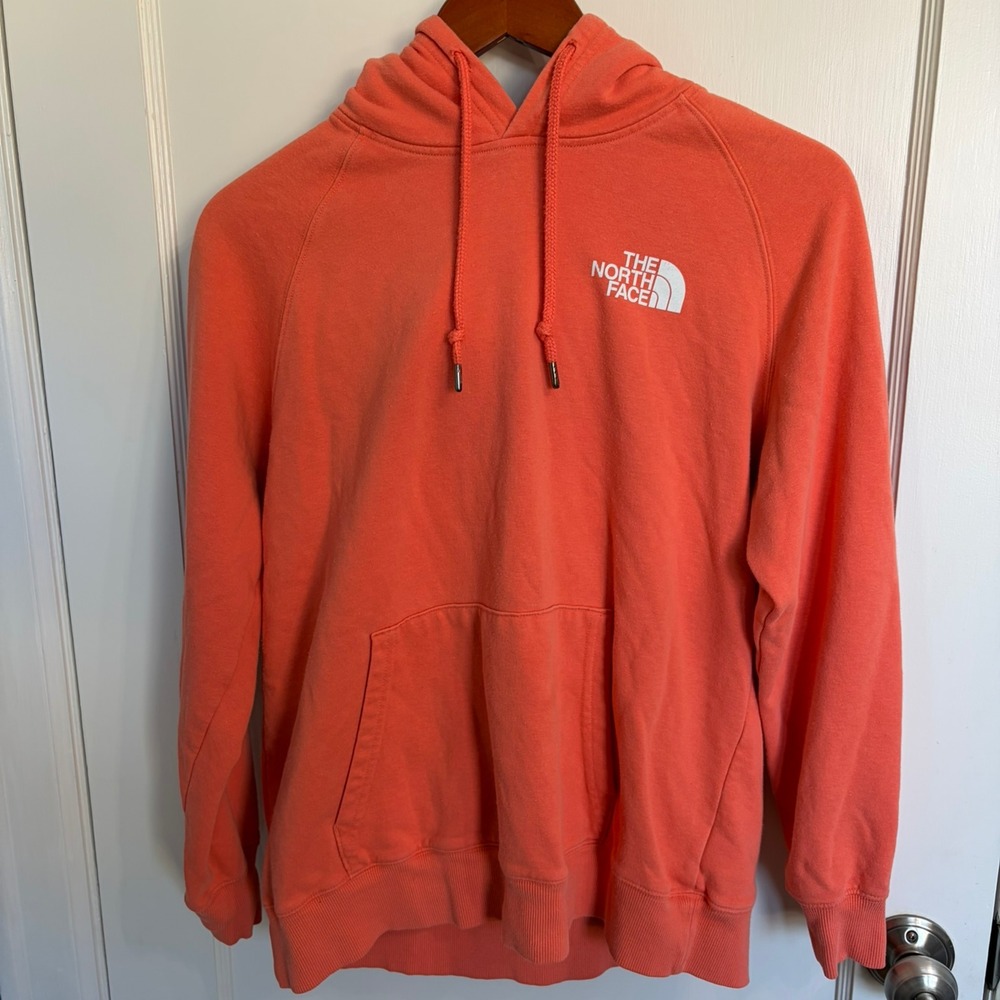 The North Face Parks Pullover Hoodie Womens M Coral Graphic Logo Sweatshirt